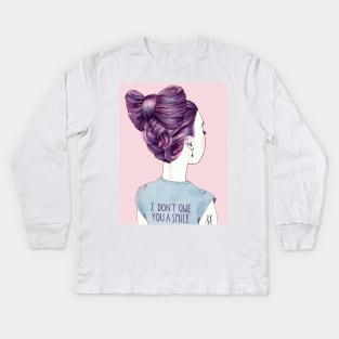 i don't owe you a smile Kids Long Sleeve T-Shirt